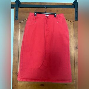 Bridgewater Red Skirt A Line 18WT 100% Cotton‎ Pockets Zip Casual Work New
